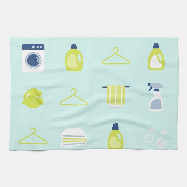 Fresh Laundry Day Pattern Tea Towel (Horizontal)