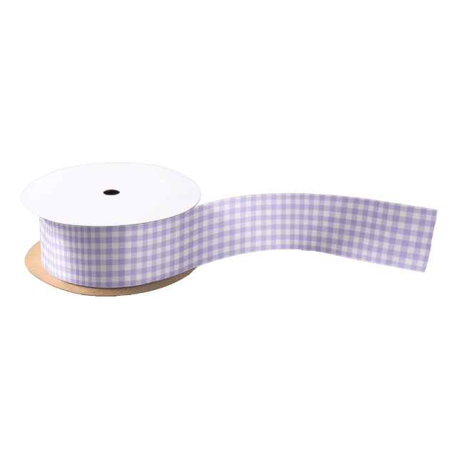 Fresh Lavender Gingham Pattern Satin Ribbon (Spool)