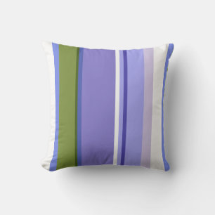 Fresh Lavender & Green Stripes Contemporary Cushion