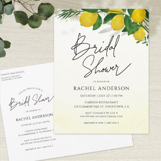 Fresh Lemon Bridal Shower Invitation Postcard
