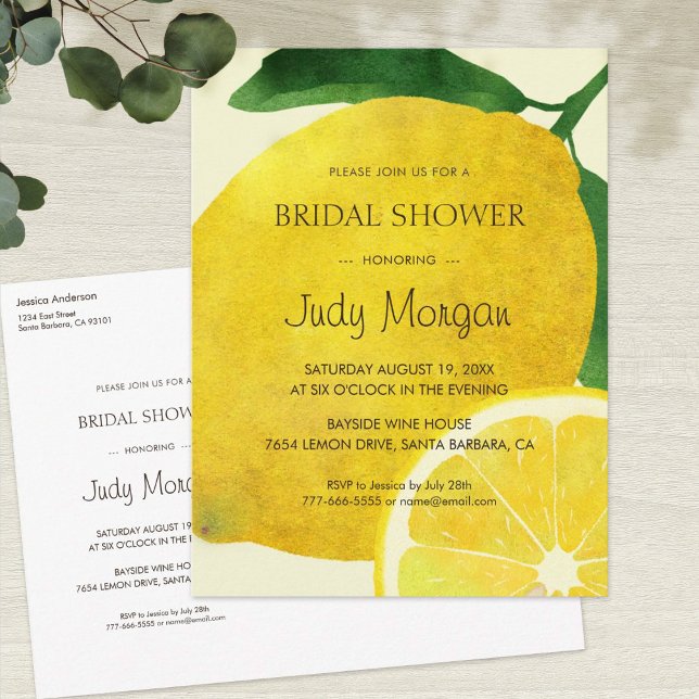 Fresh Lemon Bridal Shower Invitation Postcard (Creator Uploaded)