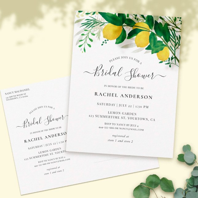 Fresh Lemon Bridal Shower Invitation Postcard (Creator Uploaded)