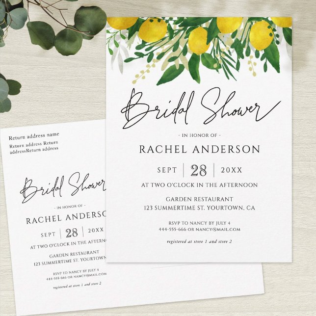 Fresh Lemon Bridal Shower Invitation Postcard (Creator Uploaded)