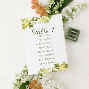 Fresh Lemon Bright Botanical Numeric Table Number