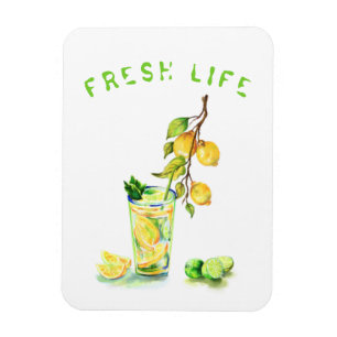 Fresh Lemon Cool Drink Magnet - Custom Text