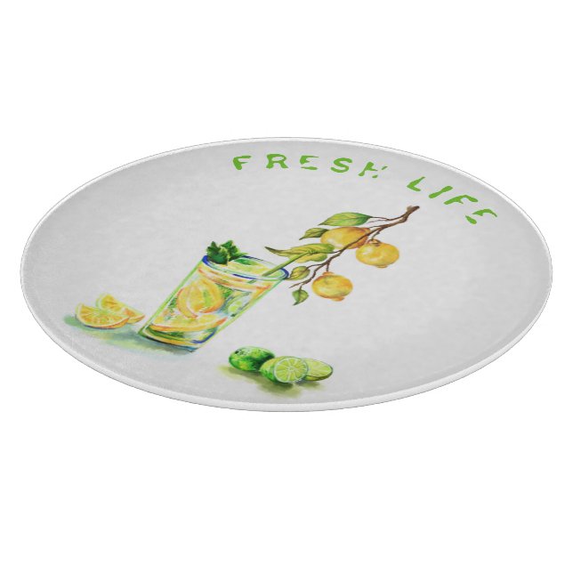 Fresh Lemon Drink Cutting Board - Custom Text (Corner)