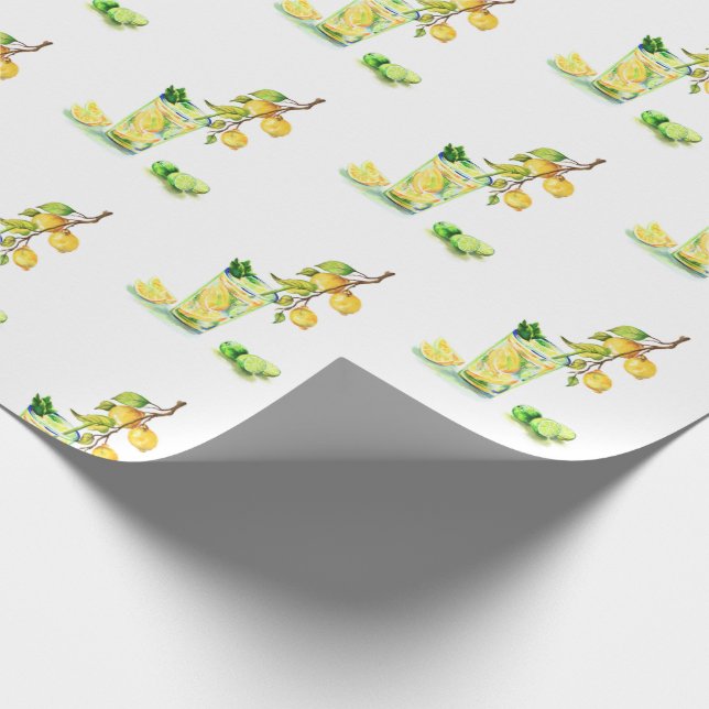 Fresh Lemon Drink Lemons Wrapping Paper (Corner)