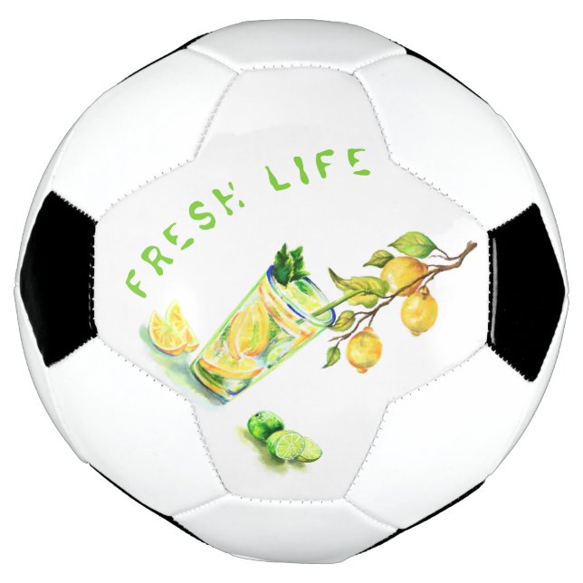 Fresh Lemon Drink Soccer Ball - Custom Text (Rotated)