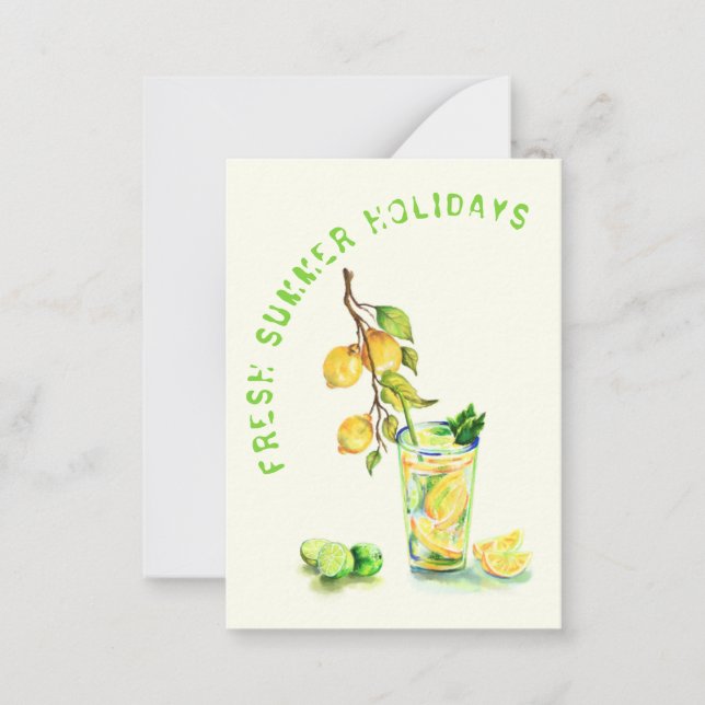 Fresh Lemon Drink Summer Holidays Card (Front)