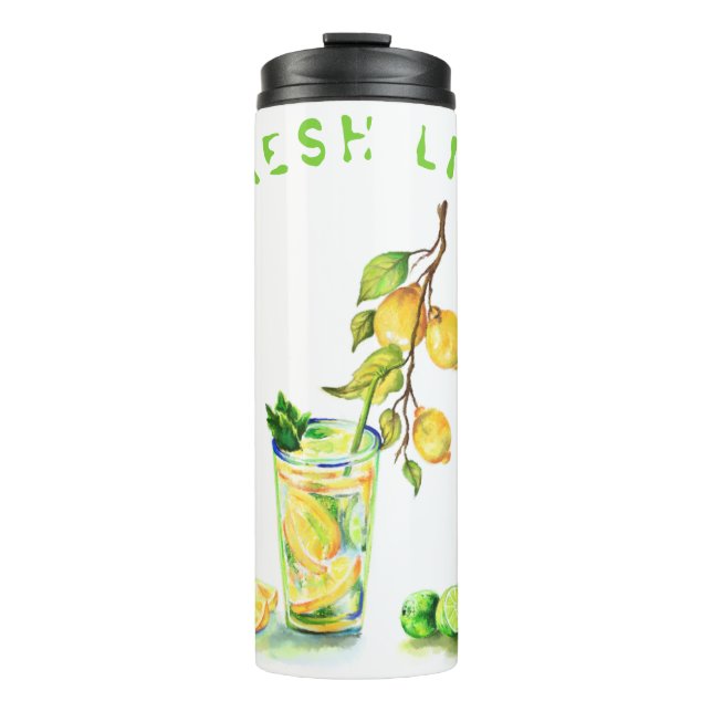 Fresh Lemon Drink Thermal Tumbler - Custom Text (Front)