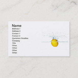 Fresh Lemon Falling Into Water Business Card
