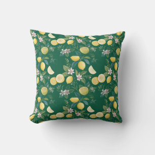 Fresh Lemon Floral Botanical Pattern  Cushion