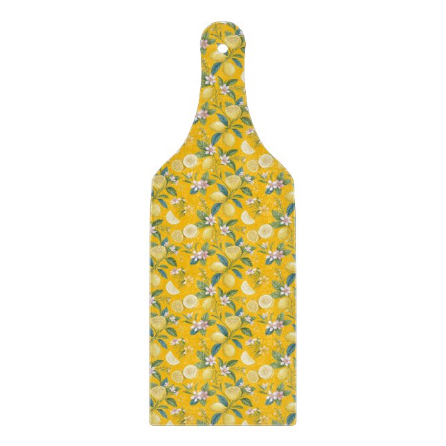 Fresh Lemon Floral Botanical Pattern  Cutting Board (Front)