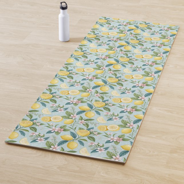 Fresh Lemon Floral Botanical Pattern  Yoga Mat (In Situ)