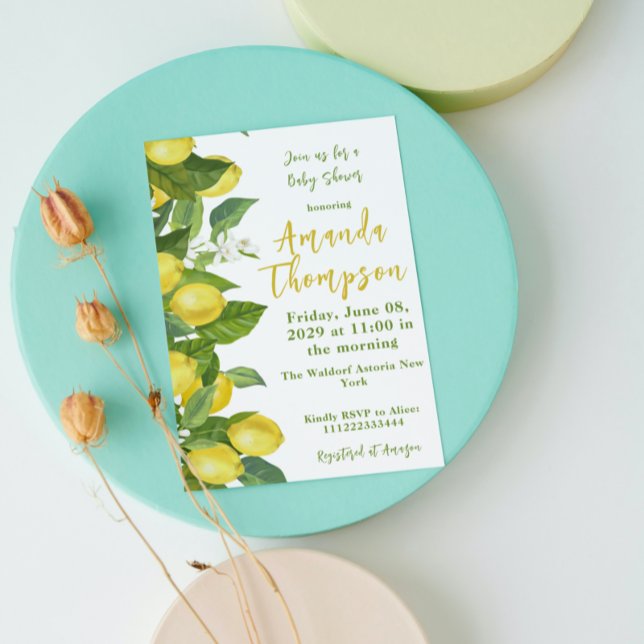 Fresh Lemon Floral Main Squeeze Baby Shower Invitation (Creator Uploaded)