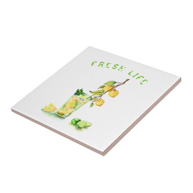 Fresh Lemon Juice Cool Drink Lemonade Summer Party Ceramic Tile (Side)