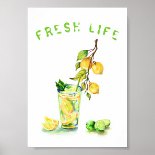 Fresh Lemon Juice Cool Drink Lemonade Summer Party Poster