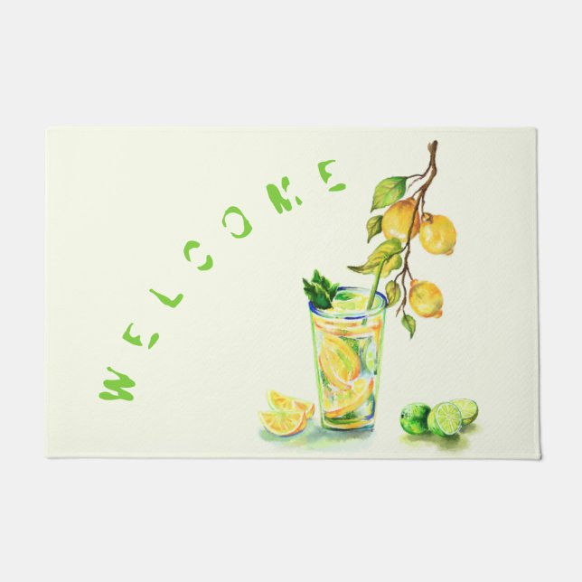 Fresh Lemon Juice Cool Drink Summer Party  Welcome Doormat (Front)