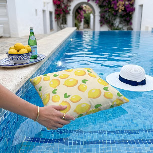 Fresh Lemon Pattern Mediterranean Sunny Summer Cushion