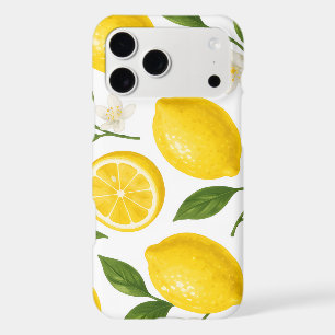 Fresh Lemon Pattern with Leaves & Blossoms 