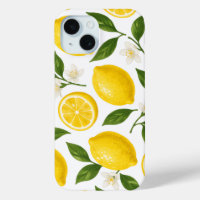 Fresh Lemon Pattern with Leaves & Blossoms