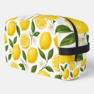 Fresh Lemon Pattern with Leaves & Blossoms Dopp Kit
