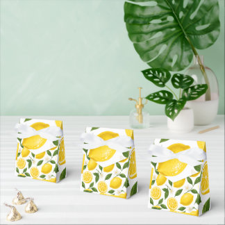 Fresh Lemon Pattern with Leaves & Blossoms Favour Box