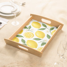 Fresh Lemon Pattern with Leaves & Blossoms