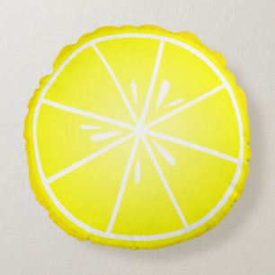 Fresh Lemon Slice Round Cushion
