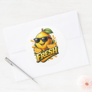 Fresh Lemon Summer Vibes Cute Citrus Character Classic Round Sticker
