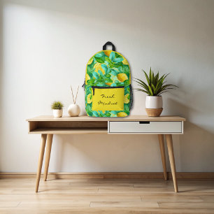 Fresh Lemon Watercolor School  Printed Backpack
