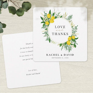 Fresh Lemon Wedding Love and Thanks Card