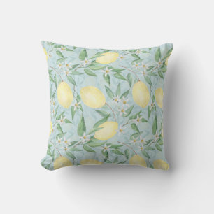 Fresh lemon yellow citrus fruit cushion