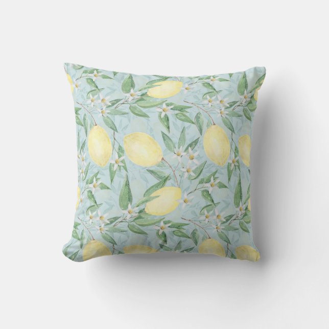 Fresh lemon yellow citrus fruit cushion (Front)