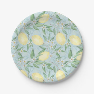 Fresh lemon yellow citrus paper plate