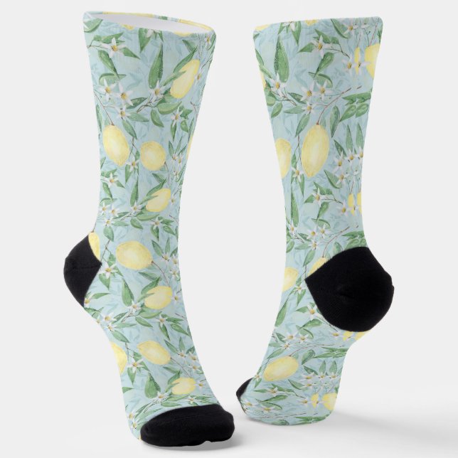 Fresh lemon yellow citrus tie socks (Angled)