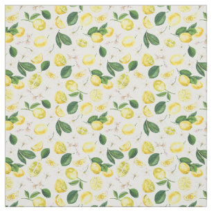 Fresh Lemons Floral Citrus Fruits Summer Pattern Fabric