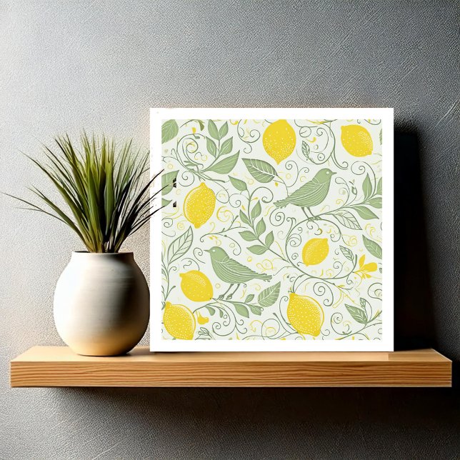 Fresh Lemons, Leaves and Birds ID1052 Ceramic Tile (Creator Uploaded)