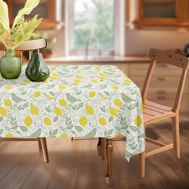 Fresh Lemons, Leaves and Birds ID1052 Tablecloth (Creator Uploaded)