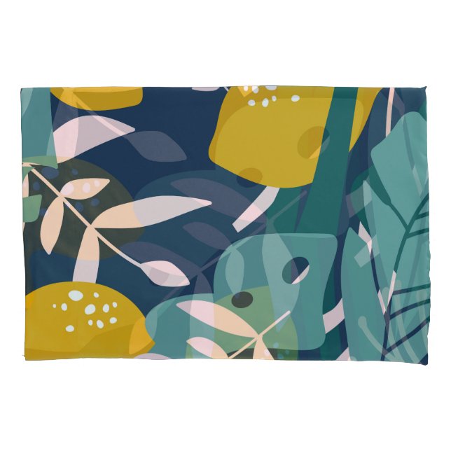 Fresh Lemons: Overlapping Vintage Pattern Pillowcase (Front)