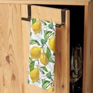 Fresh Lemons Pattern - White Tea Towel