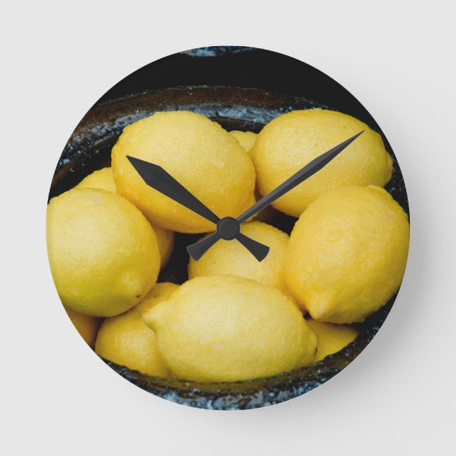 Fresh Lemons Round Clock (Front)