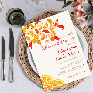 Fresh Lemony Love Citrus Foliage Rehearsal Dinner Invitation