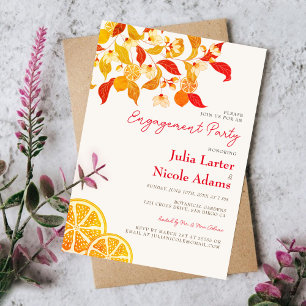 Fresh Lemony Love Citrus Foliage Rehearsal Dinner Invitation
