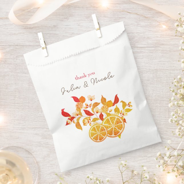 Fresh Lemony Love Citrus Foliage Wedding Favour Bag (Clipped)
