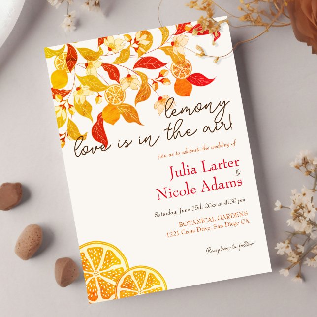 Fresh Lemony Love Citrus Foliage Wedding Invitation (Creator Uploaded)