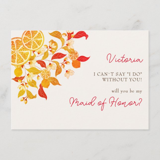 Fresh Lemony Love Citrus Foliage Wedding Menu (Front)