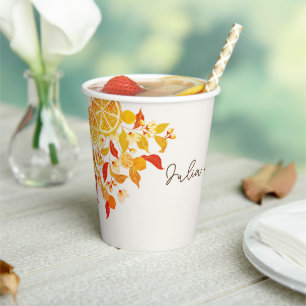 Fresh Lemony Love Citrus Foliage Wedding Paper Cups