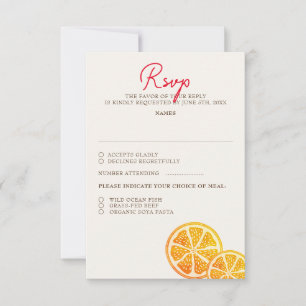 Fresh Lemony Love Citrus Foliage Wedding  RSVP Card