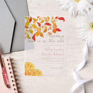 Fresh Lemony Love Citrus Foliage Wedding Vellum Invitations